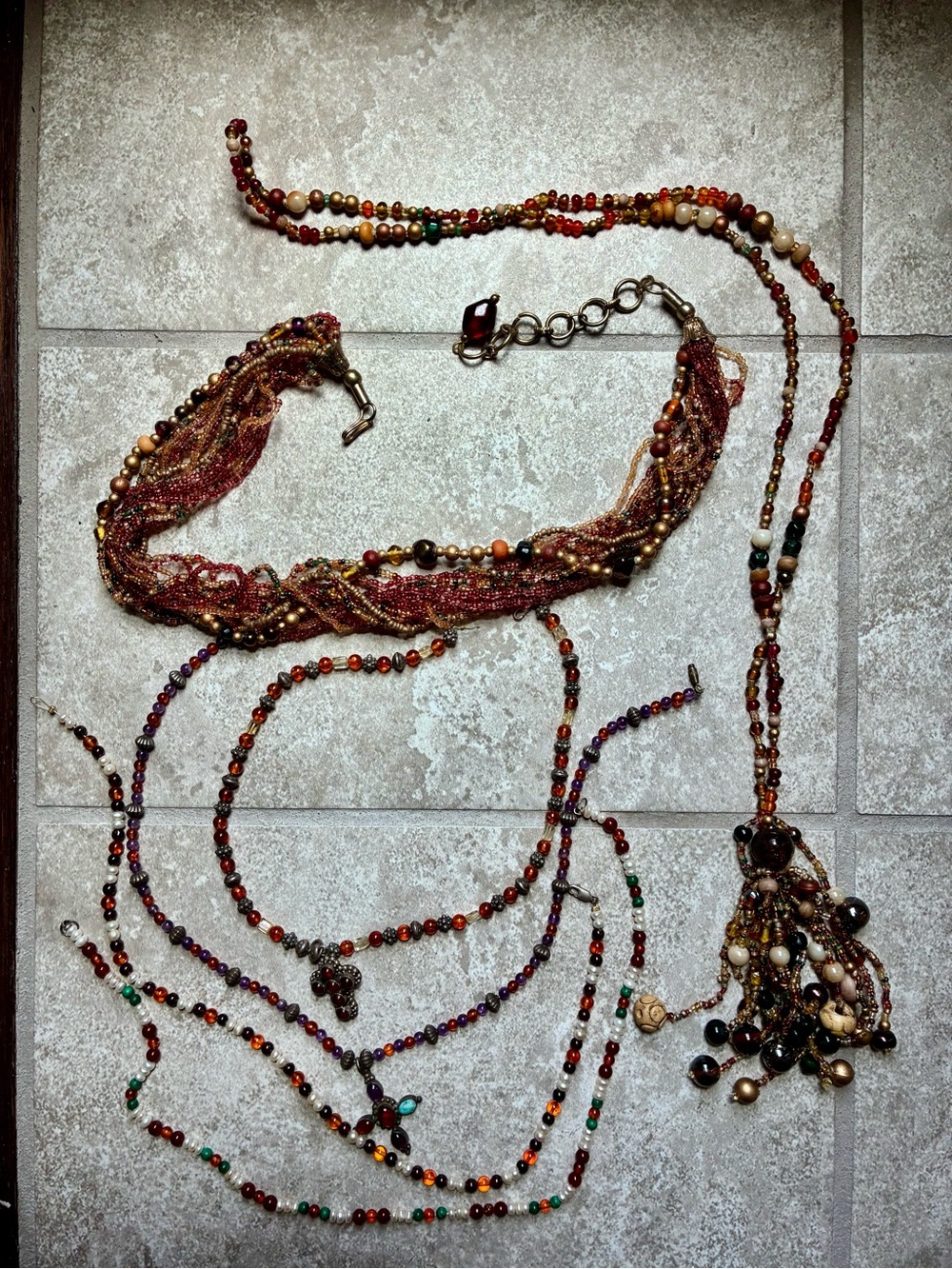 Jewelry Lot of Vintage Assorted Beaded Necklaces.